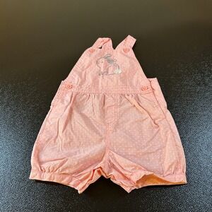 Carter's Bunny Overalls Romper Pink Polka Dot Spring Easter Outfit‎ Baby 12M